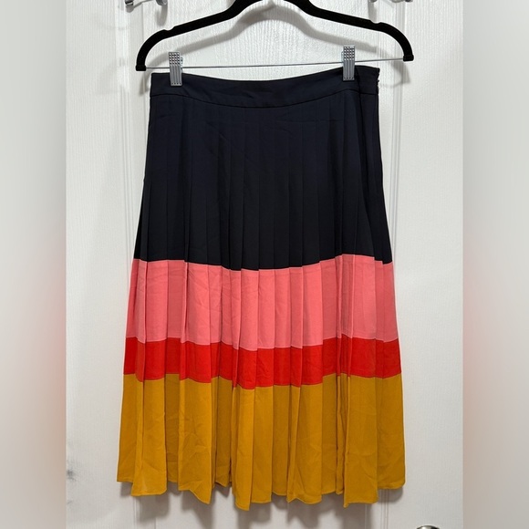 Ann Taylor pleated color block skirt in Atlantic navy womens 4P preppy retro - Picture 1 of 16